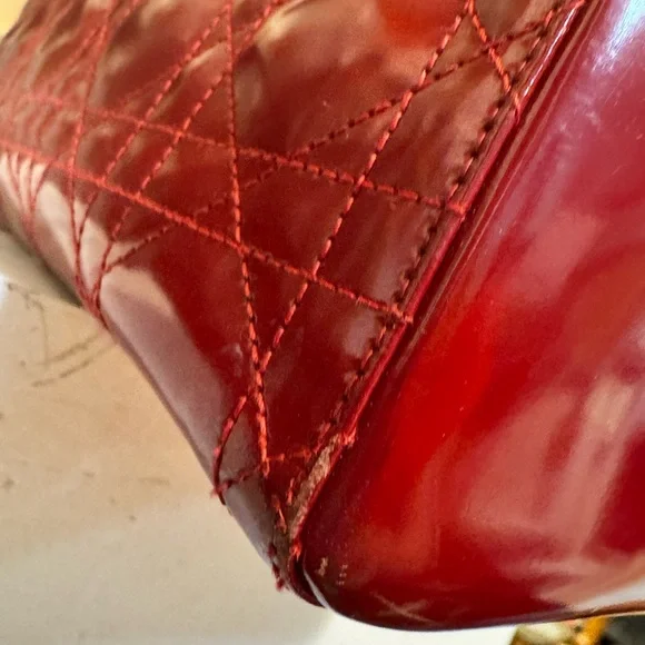 GUC Lady Dior Red Quilted Handbag w/ COA - Picture 8 of 16